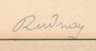 Rudnay Gyula (1878-1957): Naplemente. Rézkarc, papír, jelzett, paszpartuban, 14,5×22,5 cm