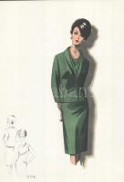 cca 1960 3 db vintage női divatkép, ofszet nyomat, papír, 34x23,5 cm