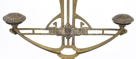 Argentor art nouveau ezüstözött alpakka gyertyatartó. Jelzett, kopott, rendkívül díszes, m: 41 cm