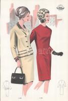 cca 1950-60 3 db Wemo Modes Internationales vintage divatkép, ofszet nyomat, papír, 32x21,5 cm