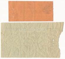 Szolnok ~1930. 40f értékű vásári helypénz + Jászberény ~1930. 6f értékű helypénzjegy T:F