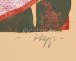 Hegyi György (1922-2002) : Virágok. Színezett linómetszet, papír, jelzett, 34×19,5 cm