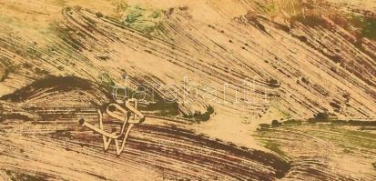 Csabai Wágner József (1888-1967): Uszályok a Bodrogon. Monotípia, papír, jelezve balra lent, hátolda...