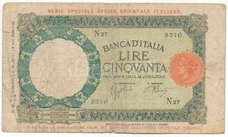 Olaszország 1938. 50L "N27 8270" T:VG Italy 1938. 50 Lire "N27 8270" C:VG  Krause 58.