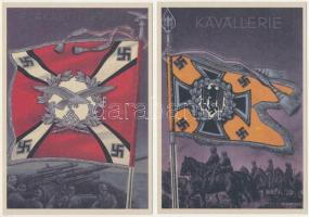 5 db modern postatiszta német náci propaganda képeslap utánnyomat horogkeresztes zászlóval / 5 moder...