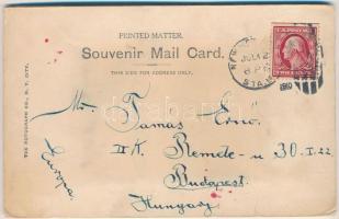 Jamestown (New York), North Main Street, shops, tram. Rotograph Co. 1905. Thick wooden leporellocard...