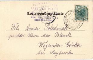1905 Szyndzielnia, Kamitzer Platte; Beskidengruss: Touristenhaus / mountain tourist house, hikers