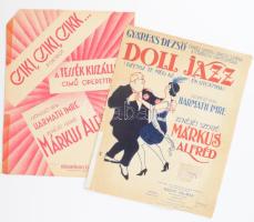 1919-1934 2 db kotta: Harmath Imre - Márkus Alfréd: Doll jazz (Dzsessz te még az én utcámba), 6 p. + Csiki, csiki, csikk.. Foxtrot a Tessék kiszállni! című operettből, 3 p. Sérülésekkel, ragasztottak.