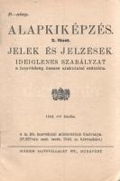 Alapkiképzés. Jelek és jelzések. Ideiglenes szabályzat a honvédség összes alakulatai számára. (2. füzet.) 1944. évi kiadás. Budapest, 1944. Magyar Királyi Honvédelmi Minisztérium - Stádium Sajtóvállalat Rt. 216 p. + 2 t. (kétoldalas) + 1 térkép (színes, kétoldalas). Oldalszámozáson belül szövegközti ábrákkal gazdagon illusztrált szakmunka a katonai vezénylés, katonai térképészet, tájékozódás és hírközlés témaköréből, a csapattestek, útakadályok, vezénylési mozdulatok, kürtjelzések jelrendszerével, a tengelyhatalmi és szövetséges hatalmi repülőgépek felségjelzéseinek színes ábráival (melyek közül különösen megdöbbentő a finn légierő felségjelzése). Fűzve, foltos kiadói borítóban.