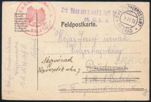 1918 Tábori posta levelezőlap / Field postcard "K.u.K. KRIEGSMARINE S.M.S. BALATON"