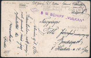 1918 Tábori posta képeslap / Field postcard "S.M. SCHIFF VULKAN"