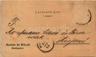 1897 (Vorläufer) Mautner és Wilczek budapesti fűszerkereskedők reklám levelezőlapja (szakadás / tear...