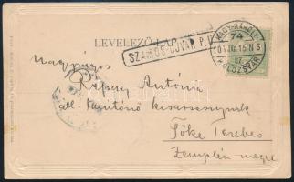 ~1905 Képeslap NAGY-KÁROLY / KOLOZSVÁR mozgóposta + SZAMOS-ÚJVÁR pályaudvari bélyegzéssel / Postcard with railway postmarks