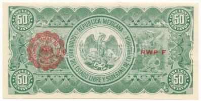 Mexikó / Forradalom / Chihuahua 1914. 50c hátoldalán piros felülbélyegzéssel T:XF az egyik szélén ha...
