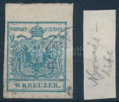 1850 9kr szép szélekkel, fölül 5 mm ívszéllel, lemezhibával / with 5 mm margin and plate flaw