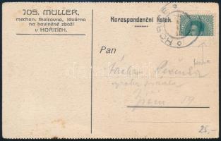 1919 Levelezőlap felezett bélyeggel / Bisected stamp on postcard