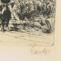 Élesdy István (1912-1987): Kis házak. Rézkarc, papír, jelzett, üvegezett fakeretben, lap széle kissé...