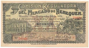 Mexikó / Forradalom / Yucatán 1914. 20P hátoldalán piros felülbélyegzéssel T:AU kis folt Mexico / Revolution / Yucatán 1914. 20 Pesos with red overprint on back C:AU small spot Krause P#S1124