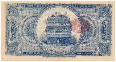 Mexikó / Forradalom / Yucatán 1914. 20P hátoldalán piros felülbélyegzéssel T:AU kis folt
Mexico / R...