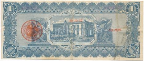 Mexikó / Forradalom / Chihuahua 1915. 1P hátoldalán piros, kör alakú felülbélyegzéssel és dátummal T...