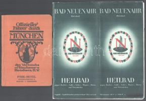 cca 1930 3 db német turisztikai kiadvány - Offizieller Führer durch München des Verbandes Münchener Hotelieres. München, Kunstdruckpapier und Umschlagkarton von Otto Heck + Das bayerische Hochland + Bad Neuenahr Heilbad