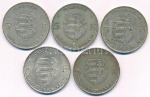 1947. 5Ft Ag "Kossuth" (5x) T:AU-F patina Adamo F8.1