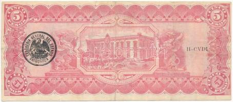 Mexikó / Forradalom / Chihuahua 1915. 5P hátoldalán fekete felülbélyegzéssel T:F
Mexico / Revolutio...