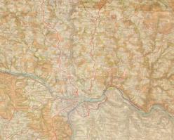 1915 Umgebungskarte von Passau 1:100 000, szakadással, 51×61 cm