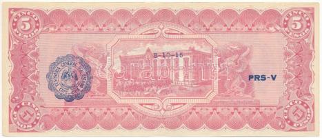 Mexikó / Forradalom / Chihuahua 1915. 5P "M" sorozat, hátoldalán kék felülbélyegzéssel T:A...