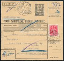 1941 Csomagszállító postaszemélyzeti díjkedvezménnyel feladva / Parcel card "VÁLLAJ"