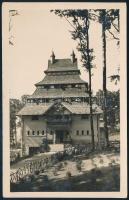 1934 Képeslap "GYÖNGYÖS-VÁMOSGYÖRK / POSTAMENET" + "GYÖNGYÖS P.U." / Postcard wi...