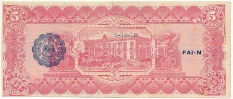 Mexikó / Forradalom / Chihuahua 1915. 5P "H" sorozat, hátoldalán kék felülbélyegzéssel T:F...
