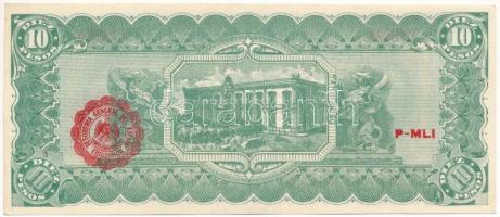 Mexikó / Forradalom / Chihuahua 1915. 10P "J" sorozat, hátoldalán piros karélyos felülbély...