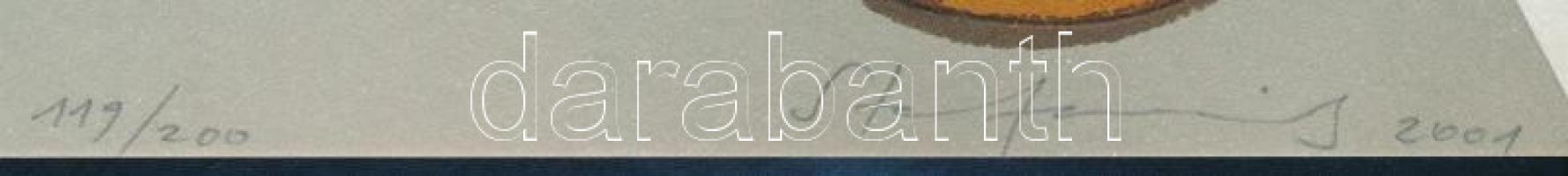 Stefanovits Péter (1947- ): Időben. Lito-ofszet, papír, jelzett, számozott (119/200), 23x29 cm. A 20...