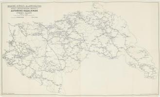 Magyar Királyi Államvasutak Közúti Gépkocsiüzem (MÁVAUT) autóbusz-vonalainak átnézeti térképe, 1:400...