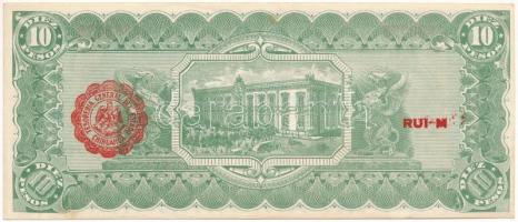 Mexikó / Forradalom / Chihuahua 1915. 10P "N" sorozat, hátoldalán piros karélyos felülbély...