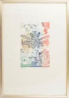 Ifj. Würtz Ádám (1957-): Beatle House. Színezett rézkarc, papír, jelzett. Művészpéldány A/P jelzésse...