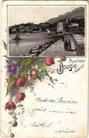 1899 (Vorläufer) Béjaia, Bougie, Bugia; seaside. Art Nouveau, floral, litho (EK)