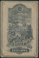 cca 1880-1900 Star Mill Note Paper and Envelopes, dekoratív reklámboríték, kissé viseltes, 19,5x13 cm