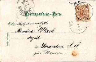 1895 (Vorläufer!!!) Mattsee, general view. Art Nouveau, floral, litho (EB)