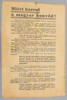 cca 1942-43 "Miért a harcol a magyar honvéd? (...) Ha te nem lennél a Don partján (...)", ...