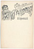 A lépvessző: Szabadság! Egyenlőség! Testvériség! - Antiszemita szovjet-ellenes propaganda lap. Felelős kiadó Nagykálnai Levatich László, Held János könyvnyomdája, Judaika / Hungarian anti-Semitic and anti-Soviet propaganda mocking art postcard. Judaica (EK)