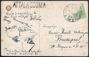 ~1913 Képeslap &quot;ATALACSOMA&quot; vasúti bélyegzéssel / Postcard with railway postmark