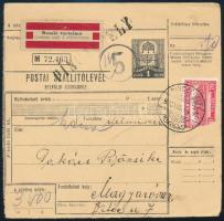 1930 Csomagszállító "PINCEHELY" vasúti bélyegzéssel / Parcel card with railway postmark