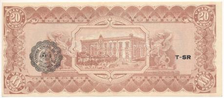 Mexikó / Forradalom / Chihuahua 1915. 20P "K" sorozat, hátoldalán fekete karélyos felülbél...