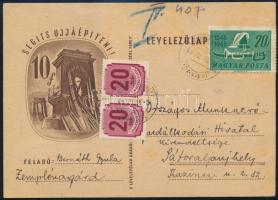 1949 Levelezőlap 2 x 20f portóval