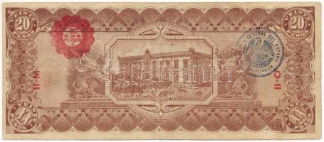 Mexikó / Forradalom / Chihuahua 1914. 20P "E" sorozat, hátoldalán felülbélyegzésekkel T:F ...