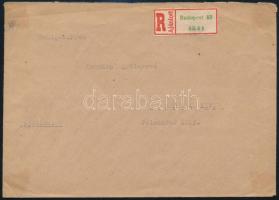 1946 Ajánlott levél Budapestről Prágába 30 db bélyeggel / Registered cover from Budapest to Prague w...