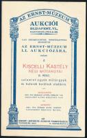 1935 Az Ernst-Múzeum LI. aukciójának meghívója, a kiscelli kastély régi műtárgyai (II. rész), jó állapotban, 17x11 cm