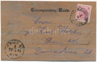 ~1900 Zsidó árus, héber újévi üdvözlet. Kézzel rajzolt és festett egyedi lap fakéregből / Jewish ven...